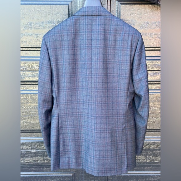 Canali 1934 men’s dark blue plaid 100% wool sports coat blazer EUC, size 38R - Picture 3 of 8